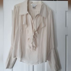 Ruffled Sheer Silk Blouse
